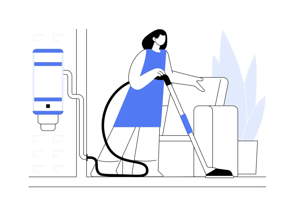 Illustration of a cleaner and cleaning equipment